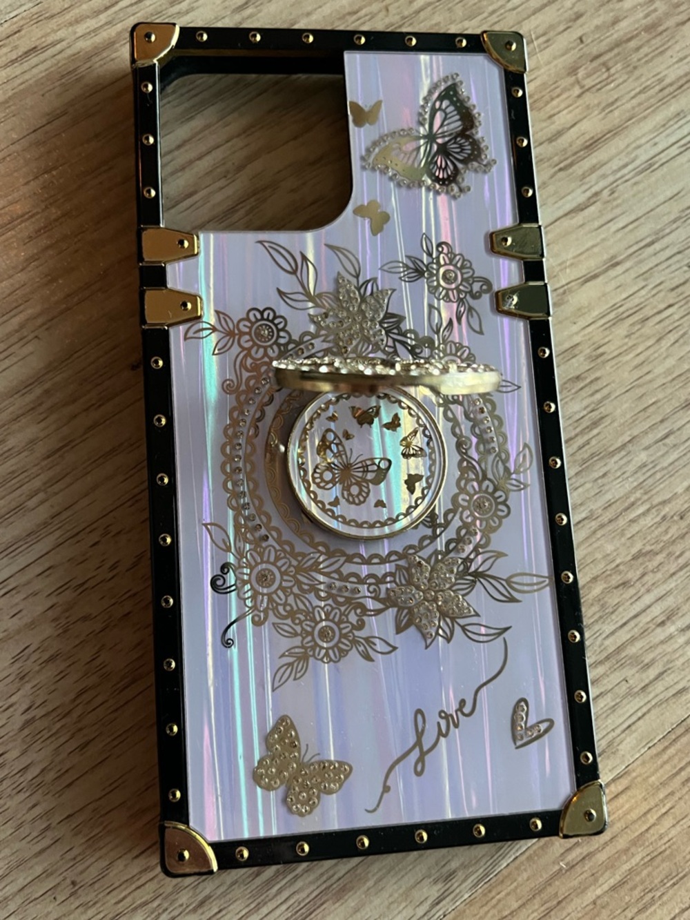 iPhone 13 Pro Max Butterfly Bling Case Gold Floral Rhinestone Cute Aesthetic